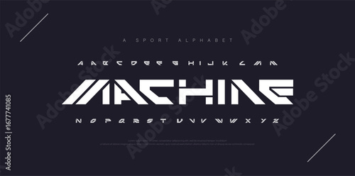 Machine Abstract sport modern alphabet fonts. Typography technology electronic dance digital music future creative font. vector illustration