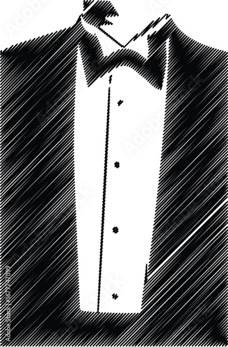 Elegant Tuxedo with Bow Tie Formalwear Sketch
