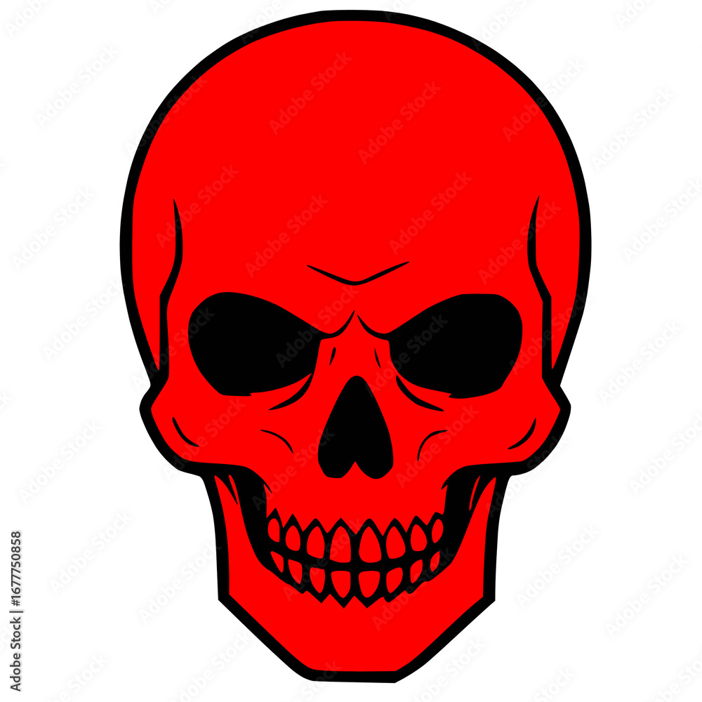 Fototapeta premium red and black Skull icon logo, tattoo, sticker halloween transparent background