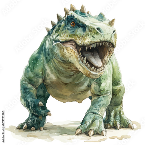 Carnotaurus, watercolor illustration vector, isolated on a white background.