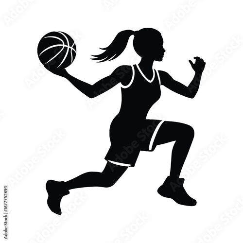 Female Basketball Player Silhouette in Action