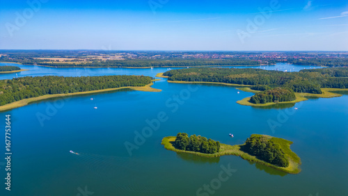 Panorama view of Masurian lakes in Poland
