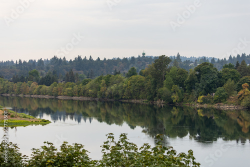 The Willamette River flows peacefully past Riverfront Park in Salem, creating a scenic city escape.