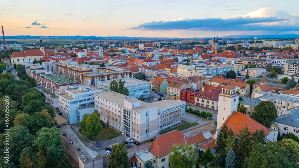 Obraz premium Sunset panorama view of Trnava, Slovakia