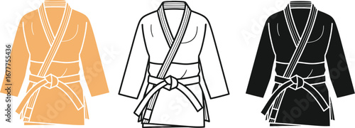 Martial arts gi vector set karate judo aikido tae kwon do