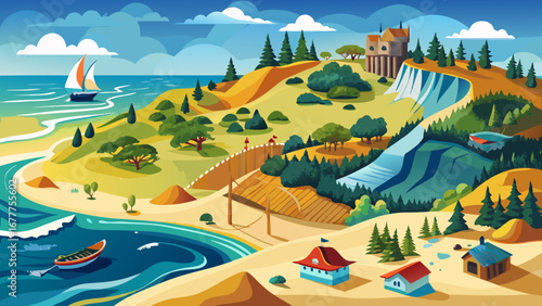 The Curonian Spit shared by Lithuania and Russia features sweeping sand dunes, pine forests, and fishing villages, a unique natural-cultural landscape shaped by both sea and wind.