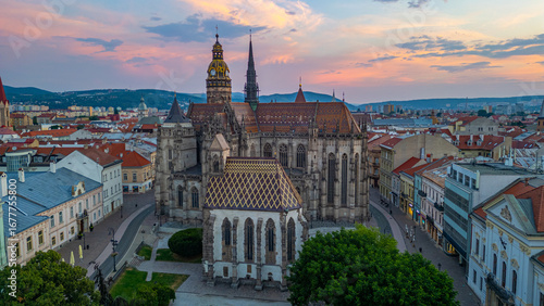 Quadro su tela Panorama view of Kosice with Saint Elisabeth cathedral and Saint