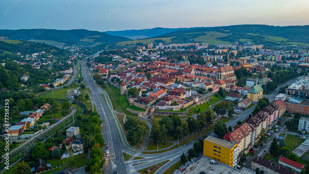 Obraz premium Sunset panorama of Bardejov in Slovakia