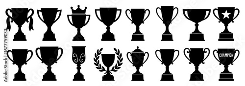 Silhouette trophy collection: classic black cup designs for champions