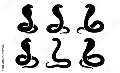 Silhouette collection of cobra snake poses