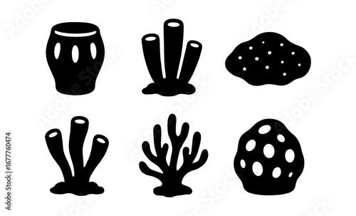 Underwater silhouette collection: coral and marine shapes for ocean designs