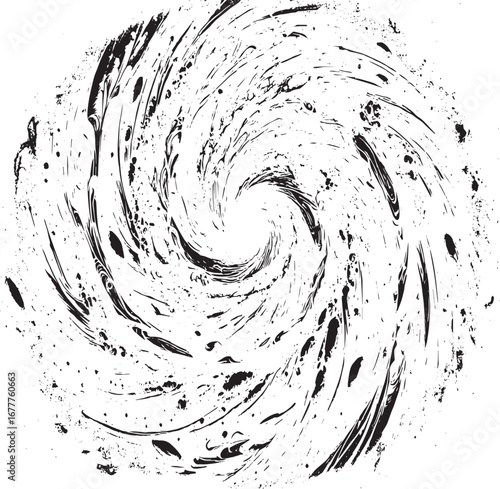 Circular starburst explosion texture. Distressed uneven grunge background. Abstract vector illustration. Overlay to create interesting effect and depth. Isolated on white background.EPS10.