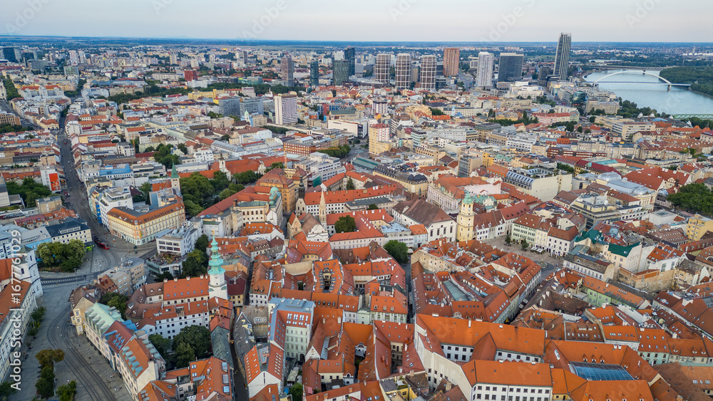 Obraz premium Sunset view of the old town of Bratislava, Slovakia