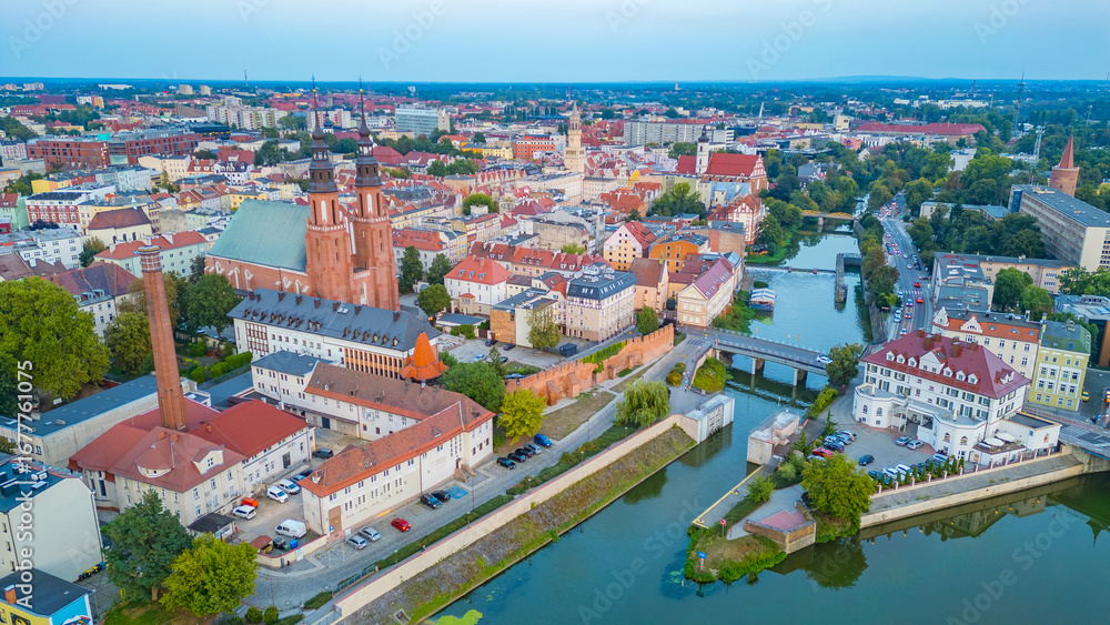 Naklejka premium Panorama view of Polish town Opole