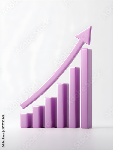 Upward trend arrow on a violet bar chart. Growth graph showing progress. Financial data visualization business concept. Free Download Upward trend arrow on a violet bar chart. Growth graph showing progress. Financial data visualization business concept. - GFXLoad