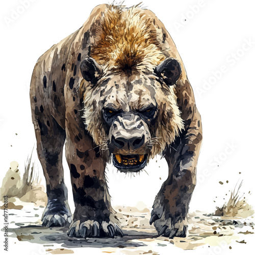 Andrewsarchus, watercolor illustration vector, isolated on a white background.