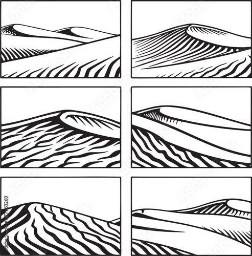 Stylized Desert Sand Dunes Vector Art Collection