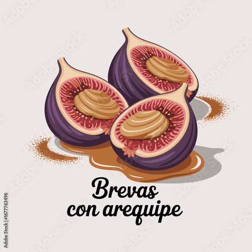 Brevas con Arequipe Colombian Dessert Illustration