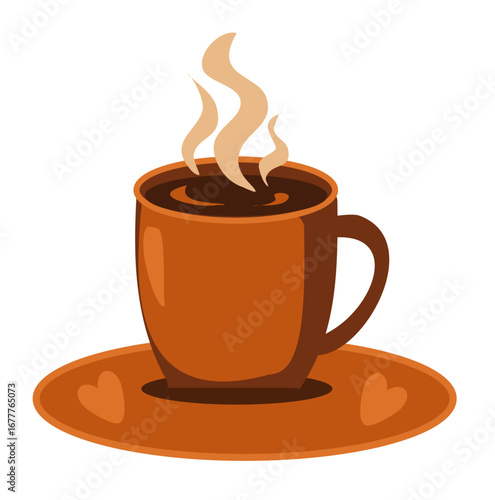 Deliziosa tazza di cioccolato fumante, illustrazione vettoriale isolata