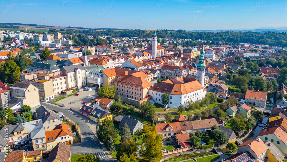 Naklejka premium Aerial view of Domazlice, Czech republic