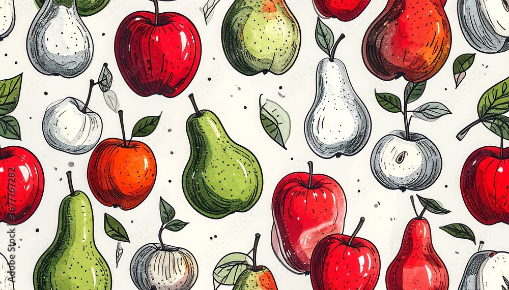 Hand-drawn fruit pattern (1) Hand-drawn fruit pattern (1)