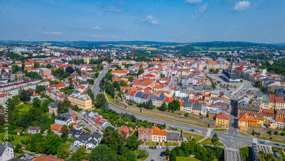 Fototapeta premium Panorama view of Czech town Jihlava