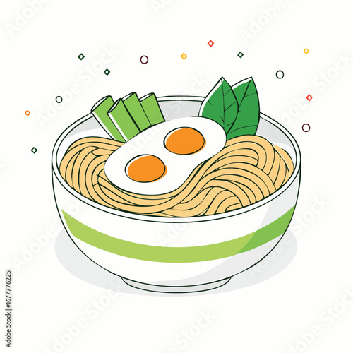 Delicious Noodle Bowl Illustration Vector Illustration