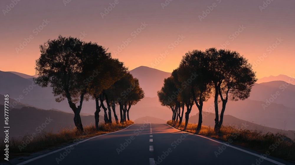 custom made wallpaper toronto digitalLong Road Leading into the Mountains at Sunrise