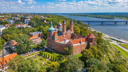 Quadro su tela Panorama view of the cathedral in Plock, Poland