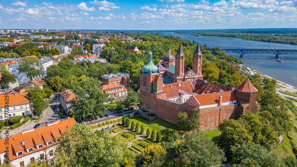 Αυτοκόλλητο Panorama view of the cathedral in Plock, Poland