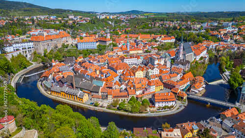 Panorama view of Cesky Krumlov in Czech republic