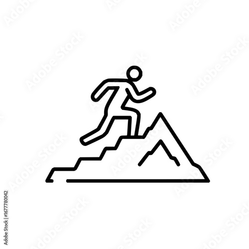 Mountain climbing success achievement icon vector illustration for business and sports design 100