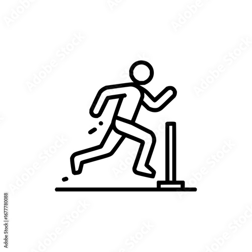 Running hurdle race outline icon vector image for sports competition training and athletic events design