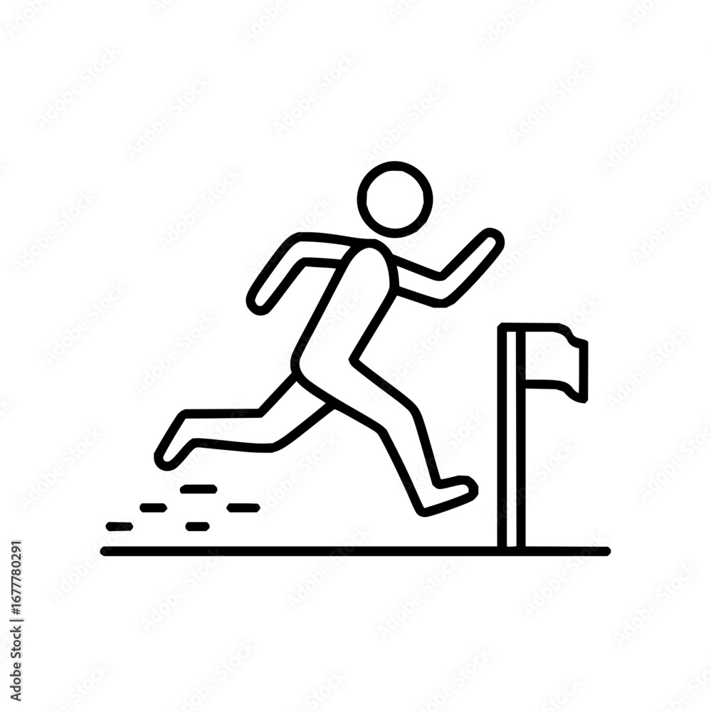 Fototapeta premium Running competition line art vector illustration for sports and fitness themed design projects and templates