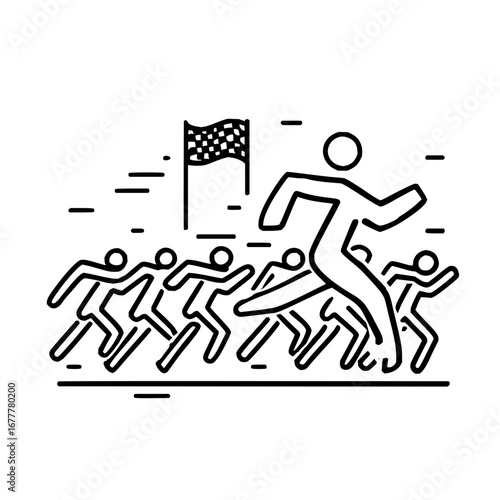 Running race competition marathon vector illustration for sports and fitness achievement design concept