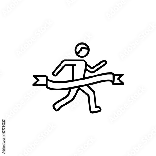 Runner finishing line vector icon illustration for sports competition and race achievement design element