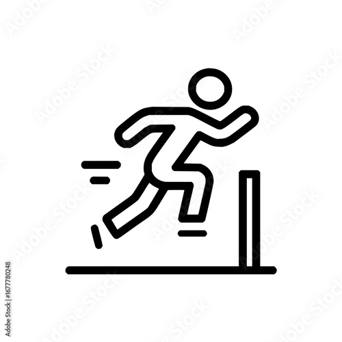 Running hurdle race icon vector illustration obstacle course sport athletic competition challenge fitness 100m