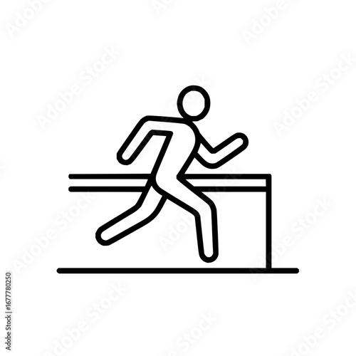 Hurdle race athlete jumping over obstacle vector illustration for sports and athletics design 100m sprint