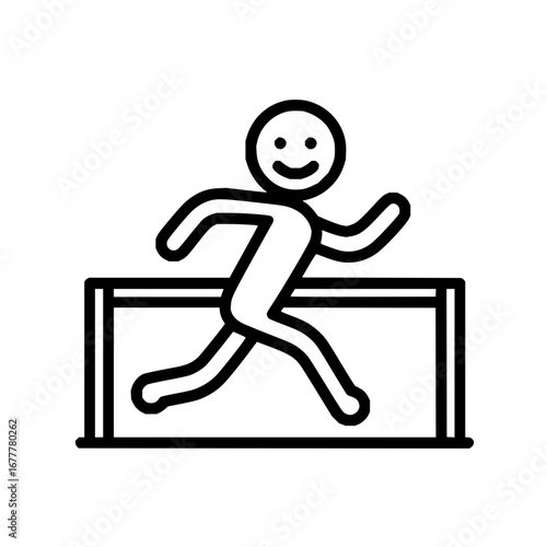 Stick figure hurdle race running obstacle course challenge sport competition athletic event training exercise 100m