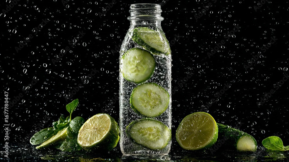 custom made wallpaper toronto digitalRefreshing Cucumber and Lime Infused Water in a Clear Glass