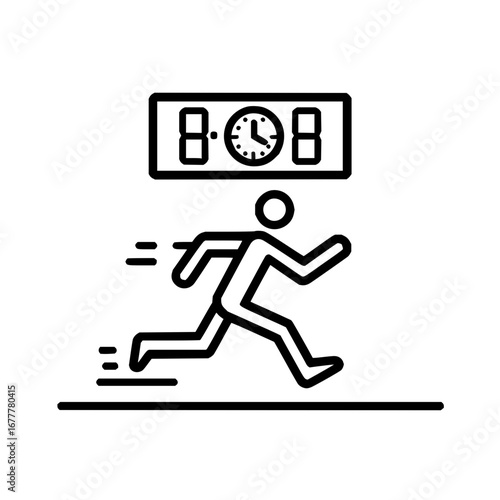 Running late clock time deadline urgency concept fast speed time management icon vector illustration design