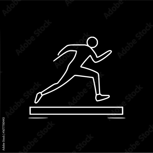 Athletic hurdle race sport vector illustration for competition and training design concept on black background