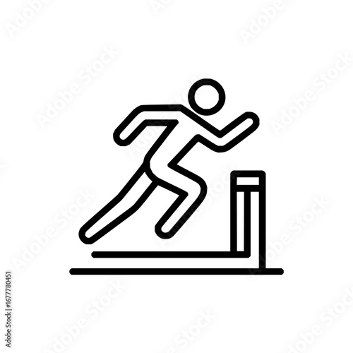 Athlete hurdle race icon vector illustration for sport competition and athletic performance training design