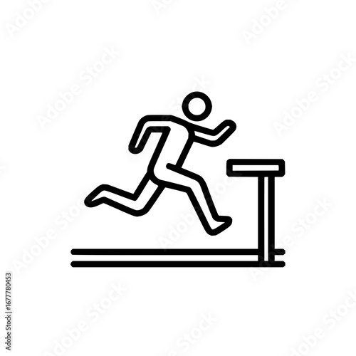 Illustration of hurdle race runner vector icon athletic competition track and field sport design 100m sprint