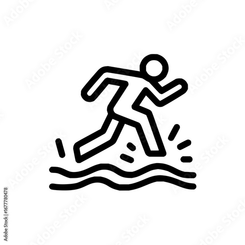 Running man icon vector illustration for water sports race or marathon training and fitness concept 100c