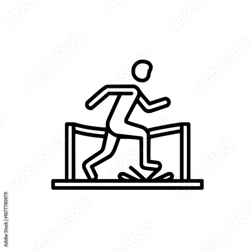 Hurdle race athlete vector icon illustration, athletics competition sport, obstacle course, running man design