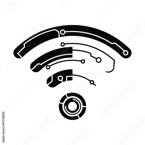 Futuristic wi fi signal icon vector design, Digital modern wi fi logo icon, Robotic wi fi logo icon illustraion
