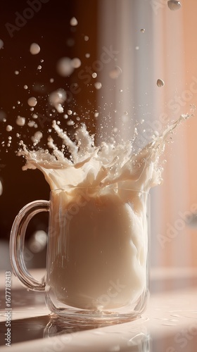 Wallpaper Mural Splash of milk pouring into coffee in mid-air, frozen motion close-up with creamy swirl, beverage and breakfast concept Torontodigital.ca