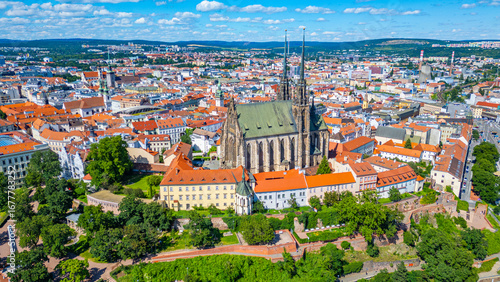 Saint Peter and Paul cathedral and skyline of Brno, Czech republ