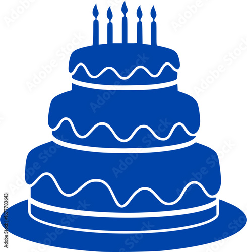 birthday cake silhouette vector design, perfect for celebration-themed graphics and prints.
